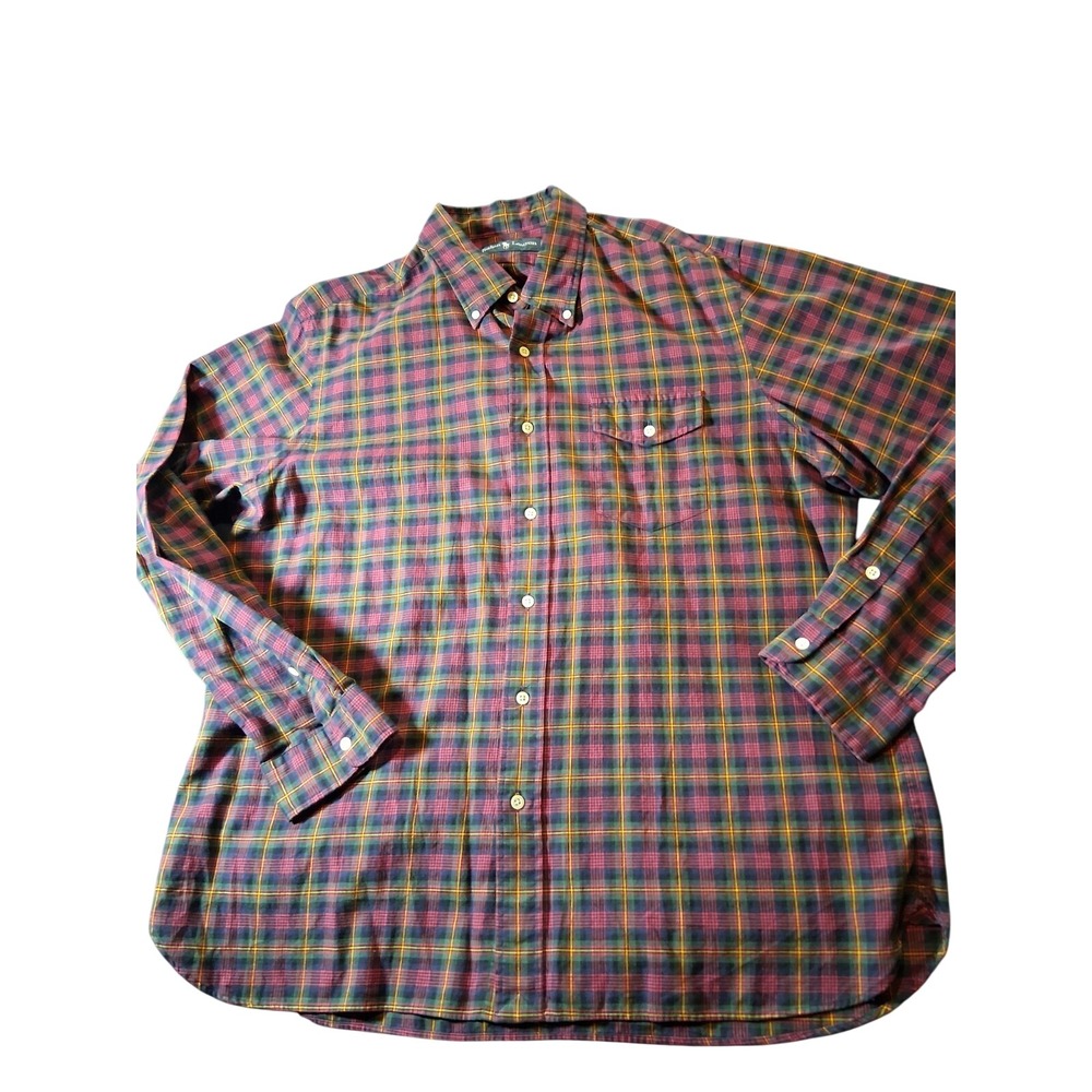 Ralph Lauren Button Down Shirt Men's XL Red Plaid‎ Pony Oxford Clasic Fit